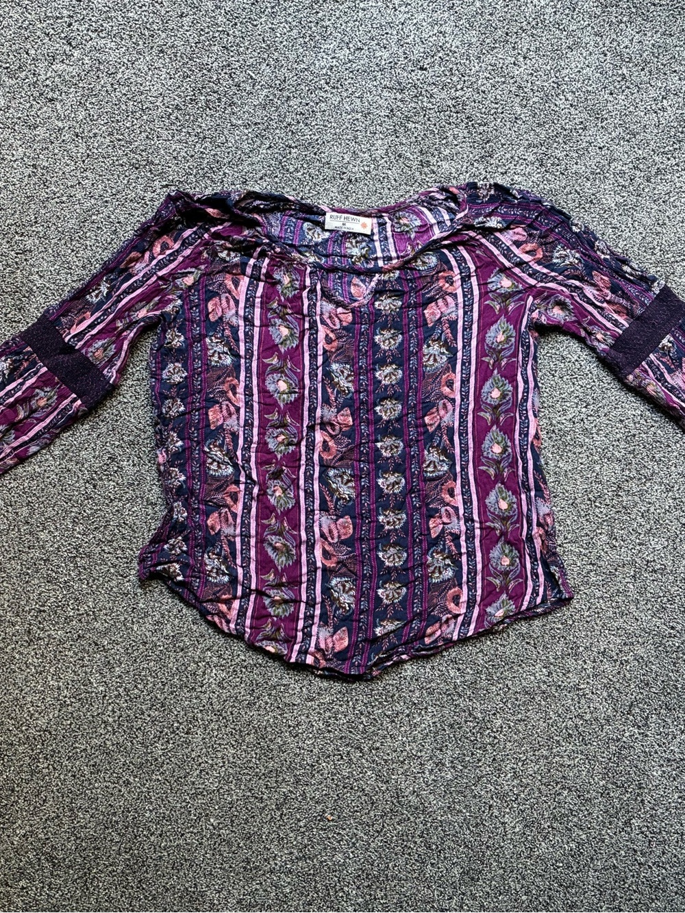 Ruff Hewn Women’s Purple/Pink Printed Blouse, Size Medium